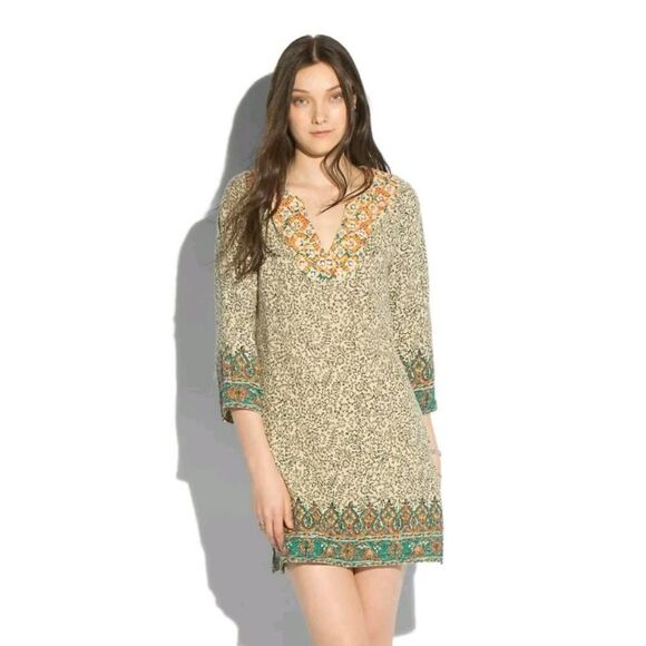 Lucky Brand Dashiki Shift Dress Cream Neon S - Picture 1 of 8